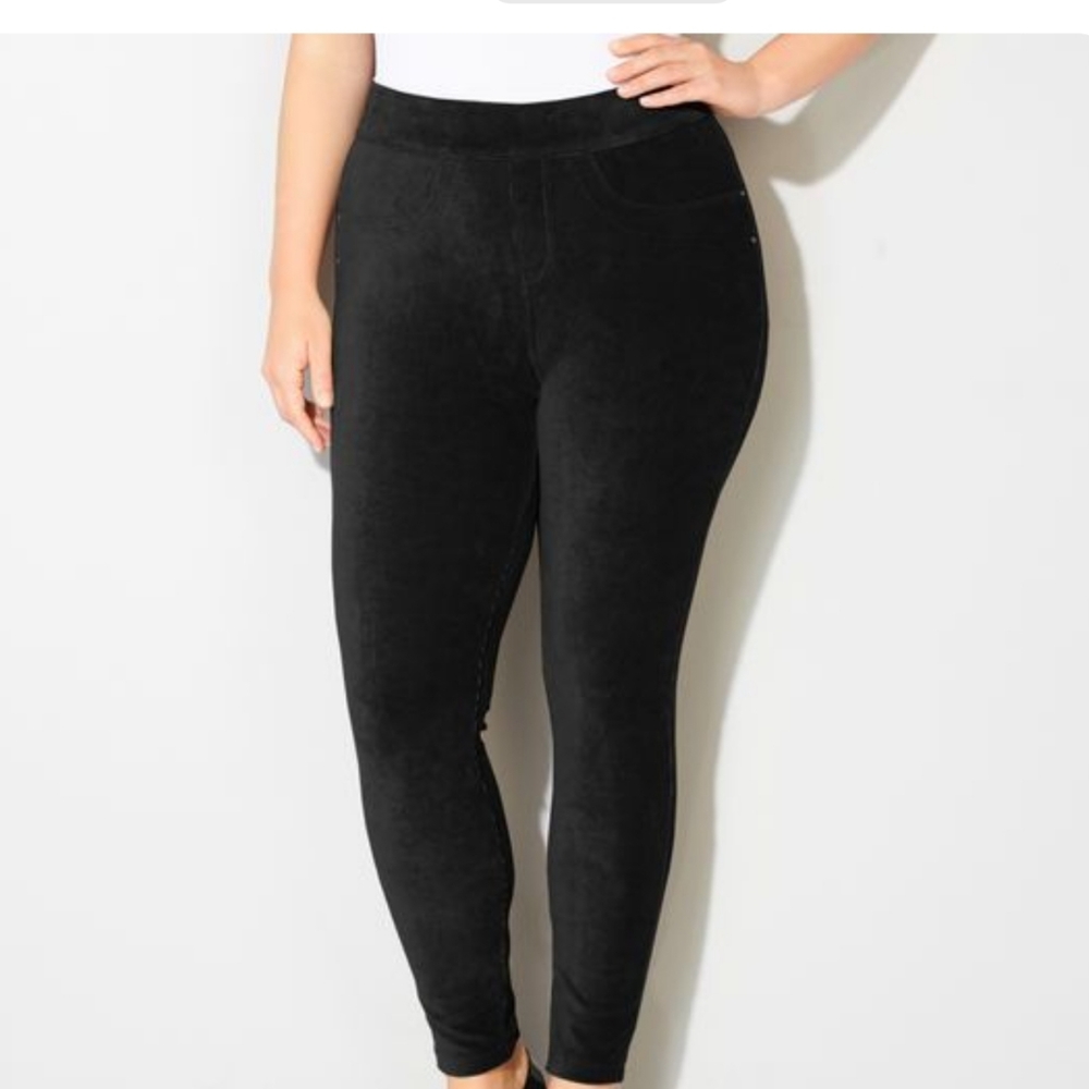Avenue Ribbed Velour Legging Black New With Tag Size 18/20
